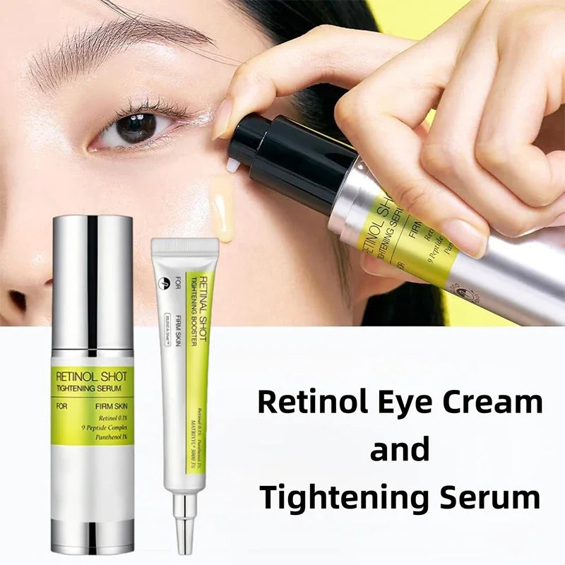 Retinol & Panthenol %1 Göz Kremi ve Serum Seti – C Vitamini, Nemlendirici, Sıkılaştırıcı, Halka ve İnce Çizgi Bakımı
