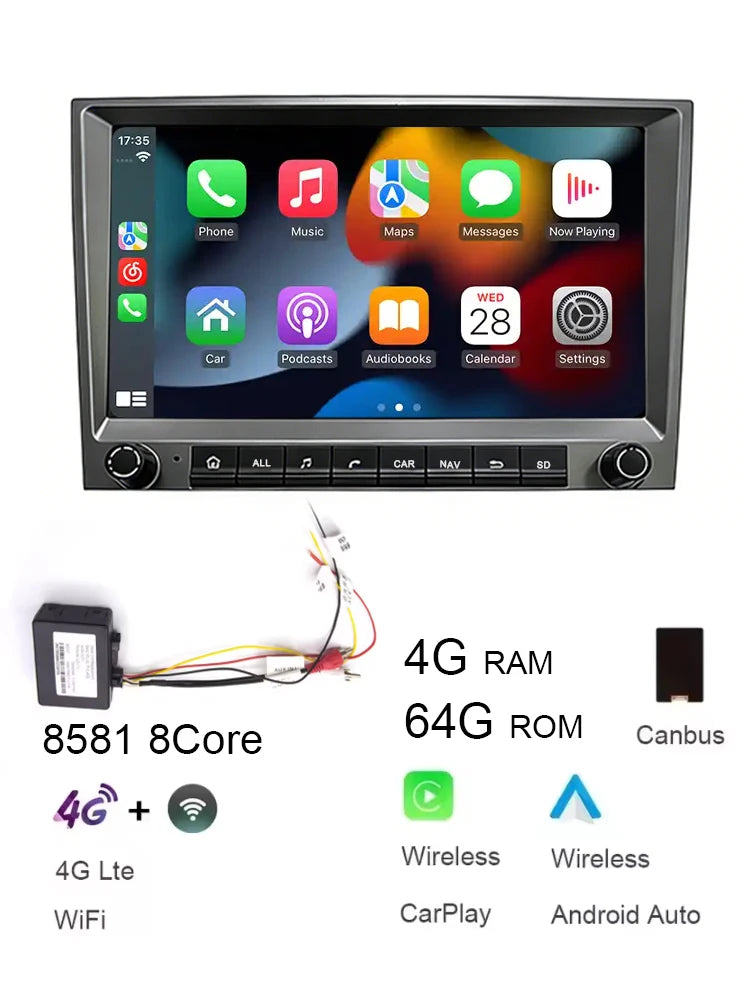 Car radio For Porsche 911 997 987 Cayman Boxster 720P CarPlay 8" gray Android 14.0 Car player  8GB multimedia GPS car stereo