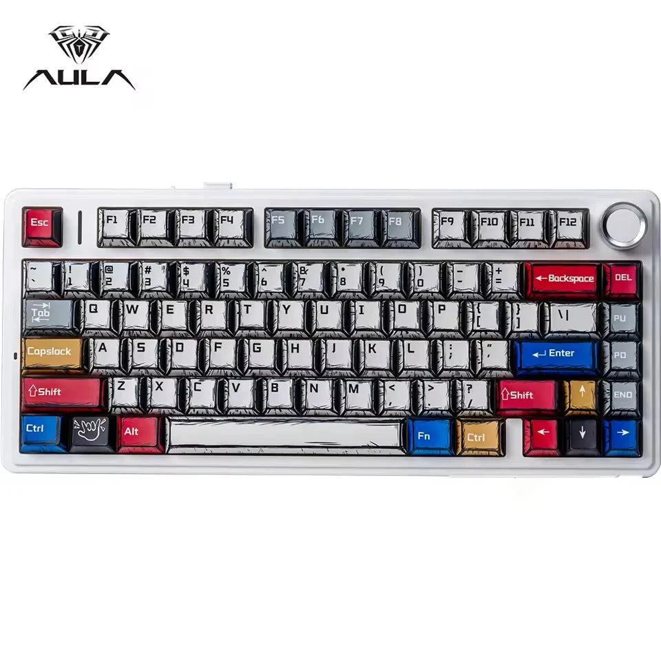 AULA F75 Mekanik Oyun Klavyesi – RGB, 75%, Tri-Mode (2.4G/Bluetooth/Kablo), Gasket Yapı, Gradient Tasarım