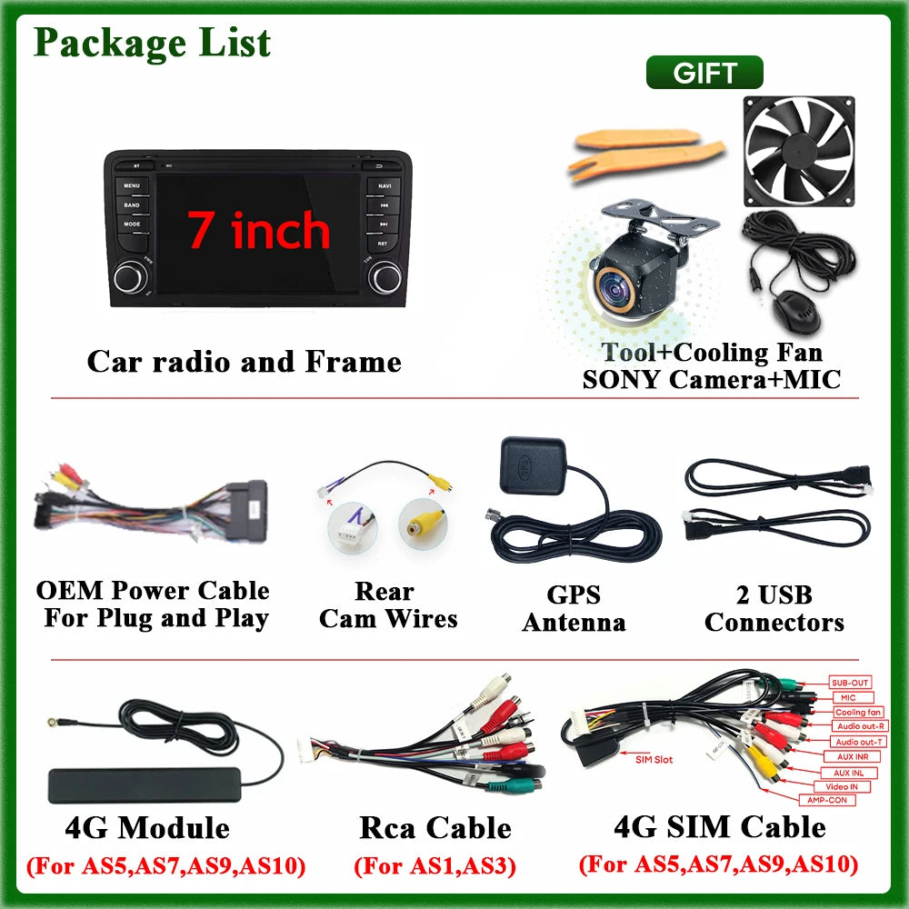 Car Radio Carplay For Audi A3 8P 2003-2012 RS3 Sportback 2011-2012 S3 8P 2006-2012 Navigation GPS Android Auto No 2din Video DVD