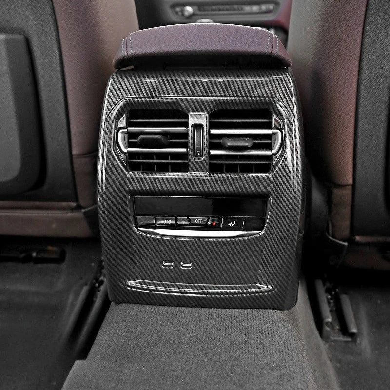 For BMW 3 Series I3 G20 2020-2024 Carbon Fiber Car Rear Air Vent Cover Frame Anti-Kick Panel Trim Interior Car Accessories