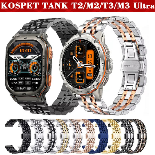 22mm Uhrenarmband aus Edelstahl für KOSPET TANK T2 T3 M2 M3 Smartwatch Armband TANK T3 M3 Ultra Metallarmband