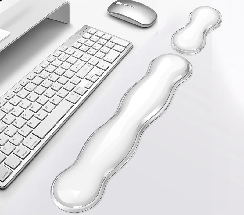 Bilek Destekli Mouse Pad - Kaydırmaz Silikon Şeffaf Klavye Bilekliği Masaüstü Ofis Oyun