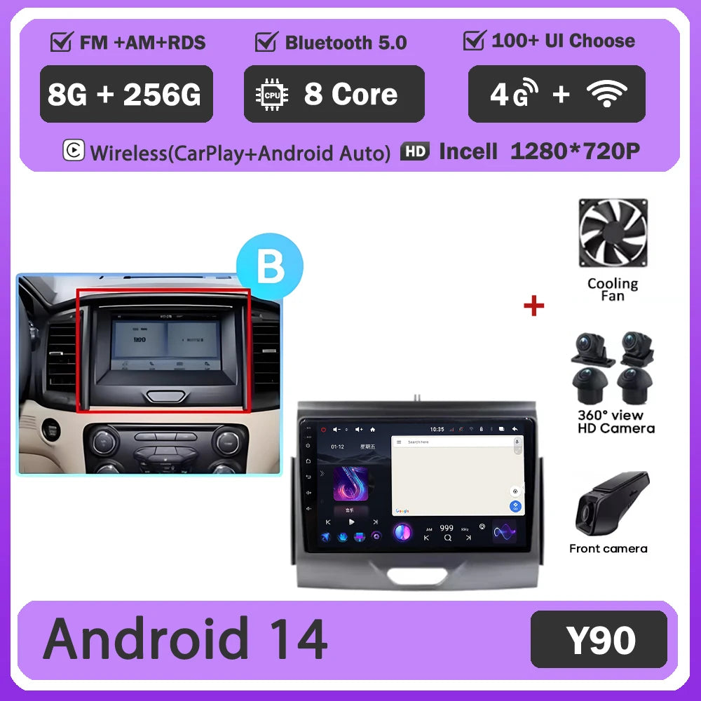 Car GPS Android 16 For Ford Ranger 2015 - 2022 Multimedia Auto Radio Player Navigation Stereo Head Unit No 2din DVD Touch Screen