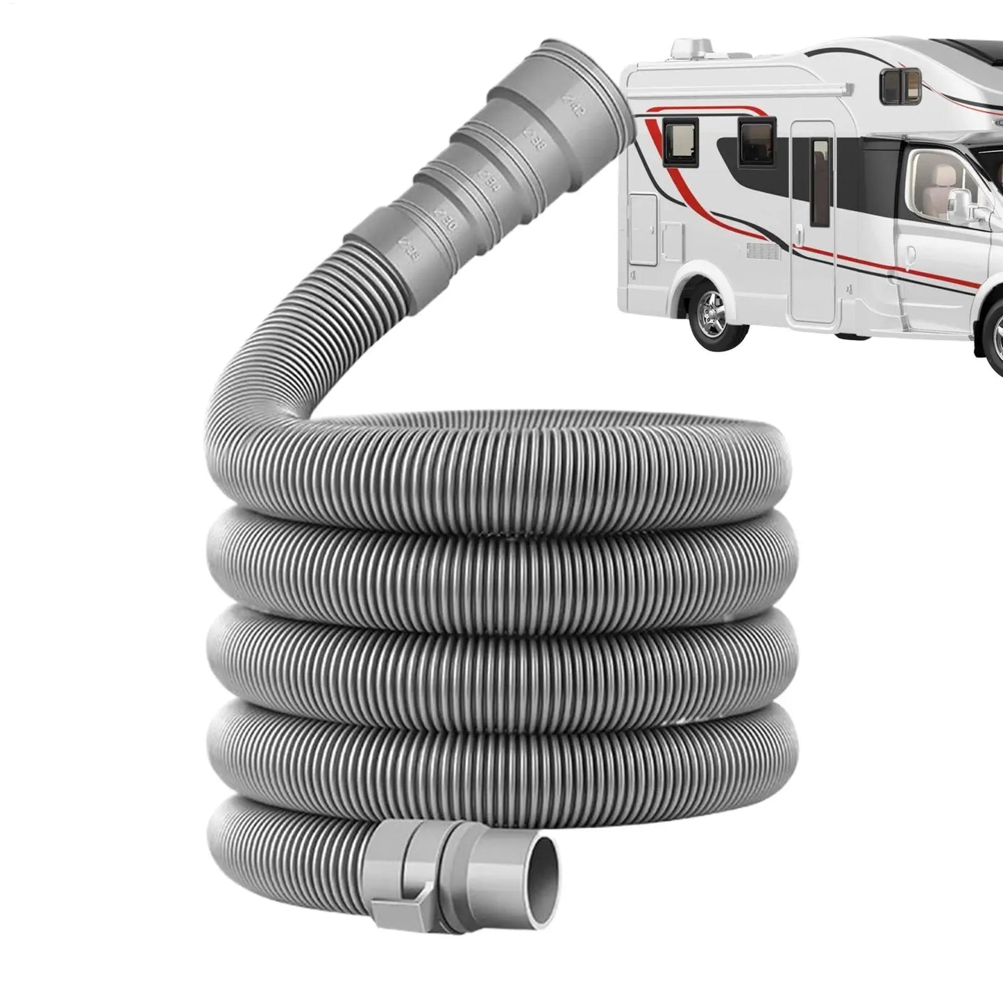 Faltbarer Wohnwagen-Abwasserschlauch-Kit – 10m Wohnmobil-Anhänger-Abwasserschlauch, verstellbarer Adapter und Klemme, auslaufsicher