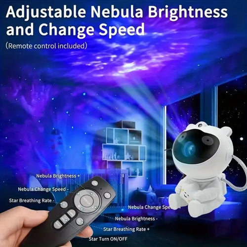 Astronot LED Galaksi Projektör Gece Lambası – Uzaktan Kumandalı, Çocuk Odası ve Yatak Odası Dekor