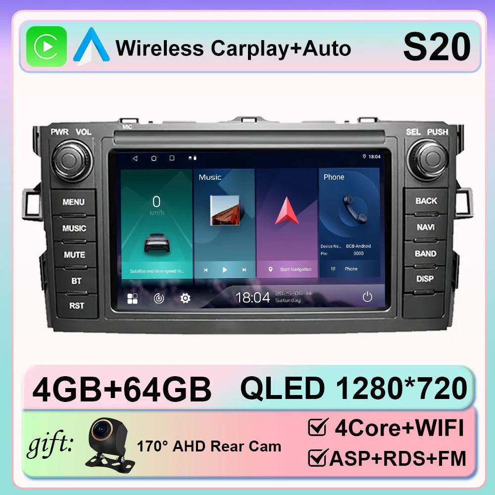 Android 15 Carplay For Toyota Auris Corolla 2006-2012 Car Radio multimedia Player GPS WIFI android Auto Head Unit 2din 5G
