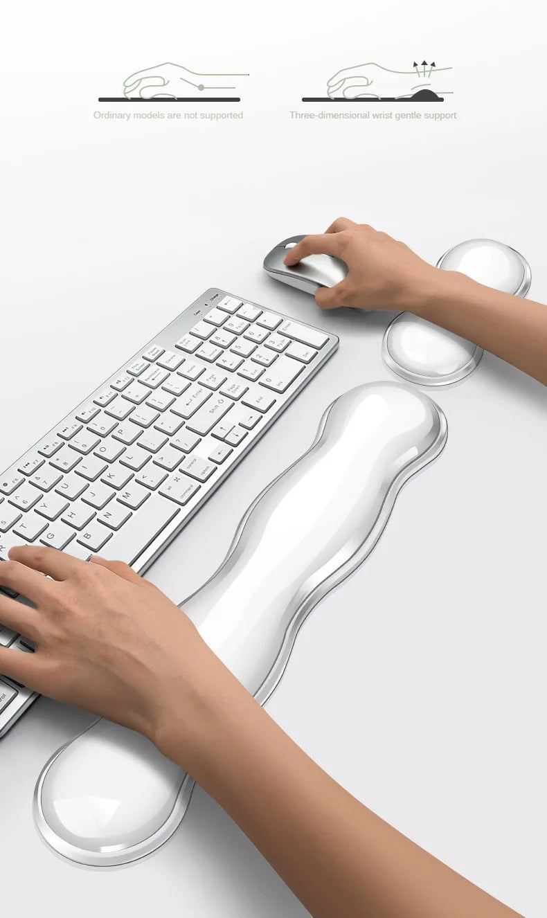 Mauspad mit Handgelenkstütze – Rutschfestes Silikon durchsichtiges Tastatur-Handgelenkpad für Schreibtisch, Büro, Gaming