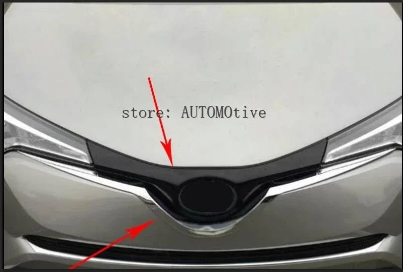For Toyota C-HR CHR 2017 2018 2019 2020 2021 Car Sticker Cover Detector ABS Chrome Trim Front Bottom Grid Grill Grille Hood 1pcs