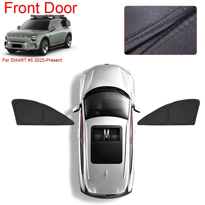 Car Black Windows Privacy Sunshade For SMART #5 2025-Present Anti-UV Heat Insulation Protect Cover Interior Auto Accessories