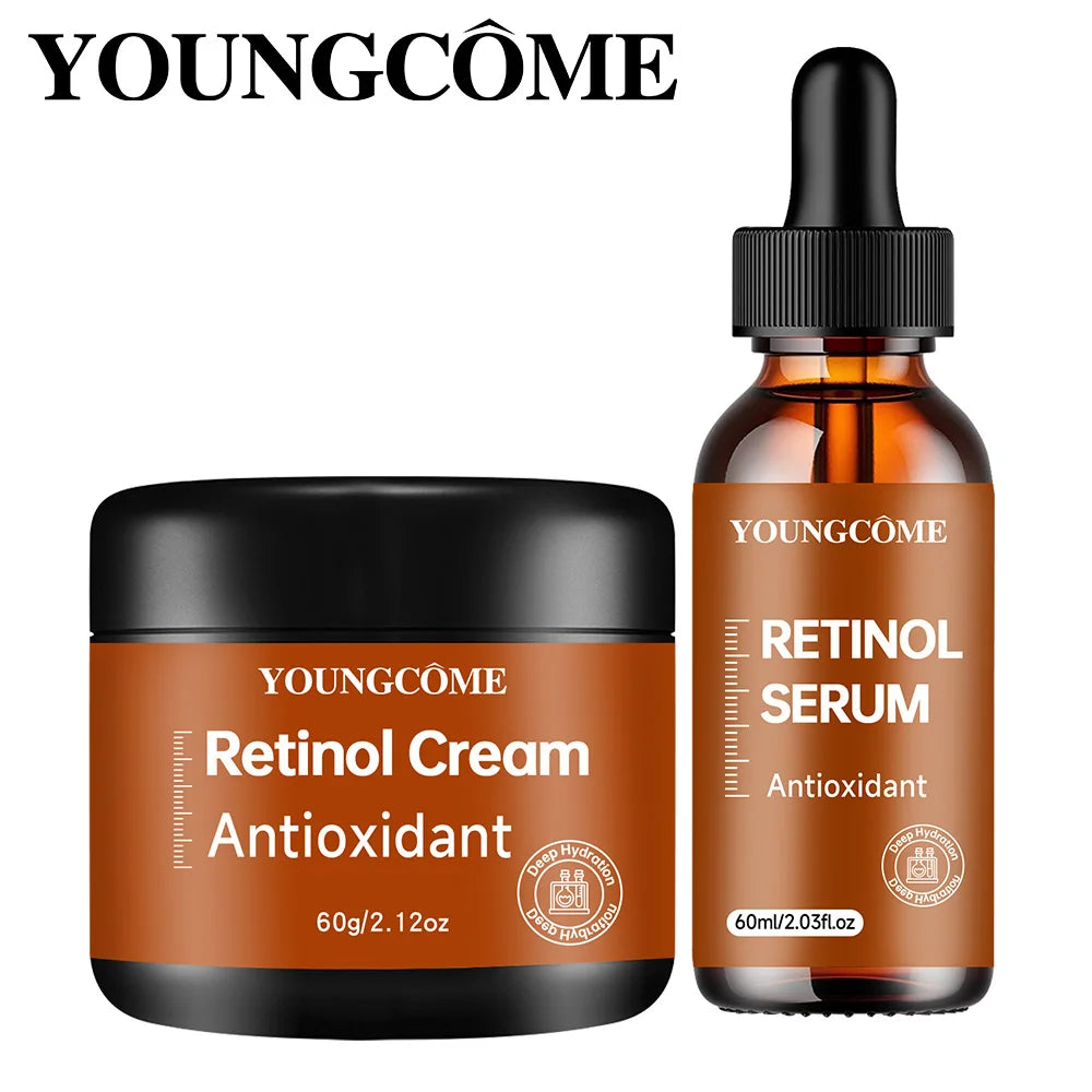 Retinol Krem & Serum Seti – Yaşlanma Karşıtı Yüz Bakım Kiti, Kırışıklık Onarımı, Nemlendirici ve Aydınlatıcı