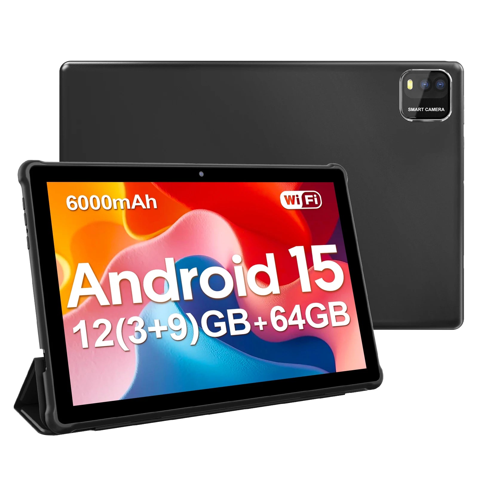 BAKEN 10 İnç Android 15 Tablet - Dört Çekirdekli, 12GB RAM + 64GB Depolama, 5G WiFi, 1280x800 Çift Kamera