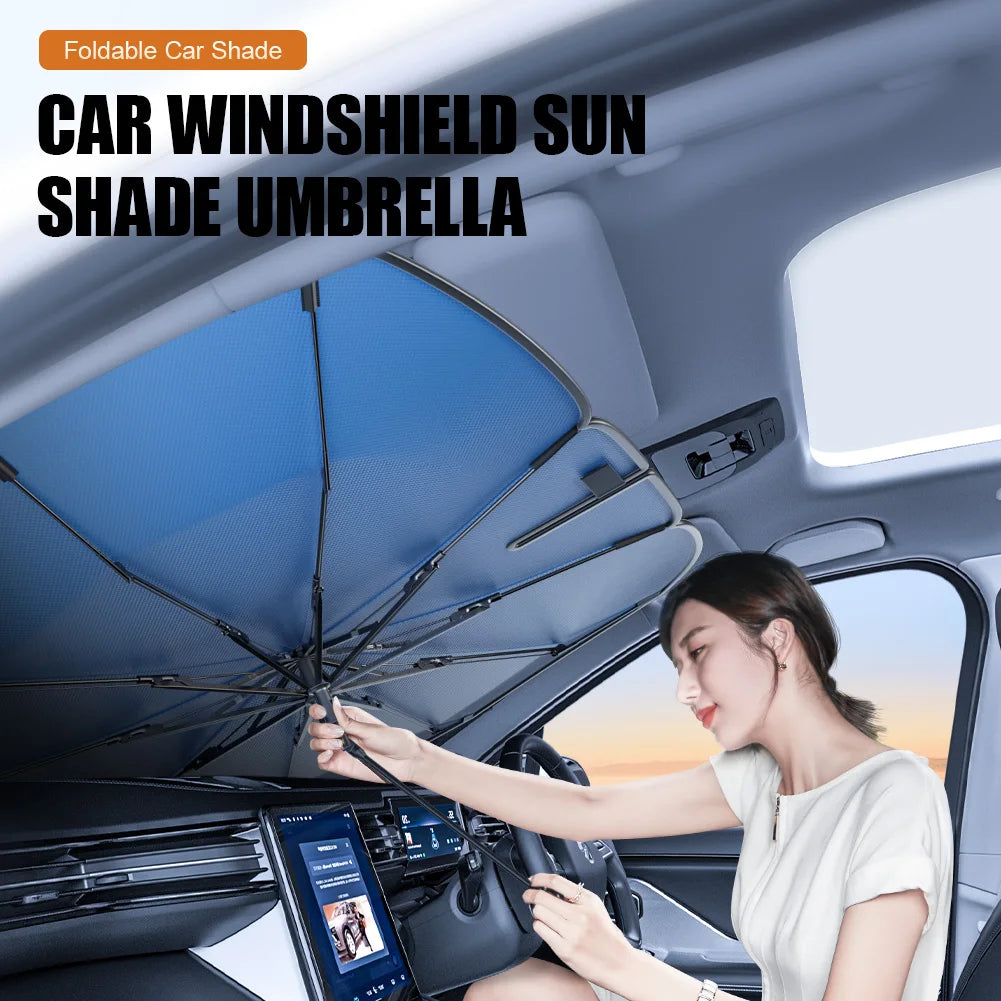 360° Rotatable Car Sunshade Windshield Umbrella Bendable Handle UV Protection Front Window Sunshade Summer Car Accessory