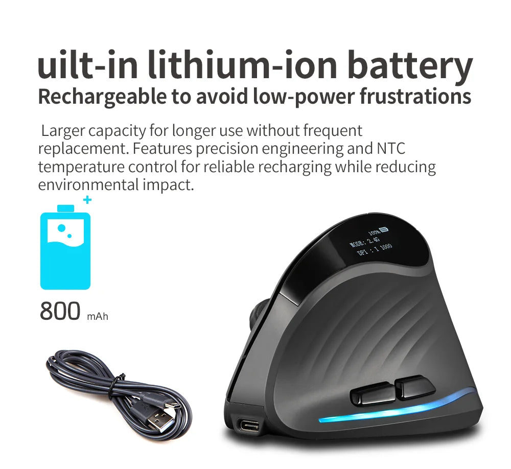 Lefon 2.4G Ergonomik Şarj Edilebilir Kablosuz Dikey Mouse - PC, Laptop ve MacOS Uyumlu (F35C/F35B/F35)