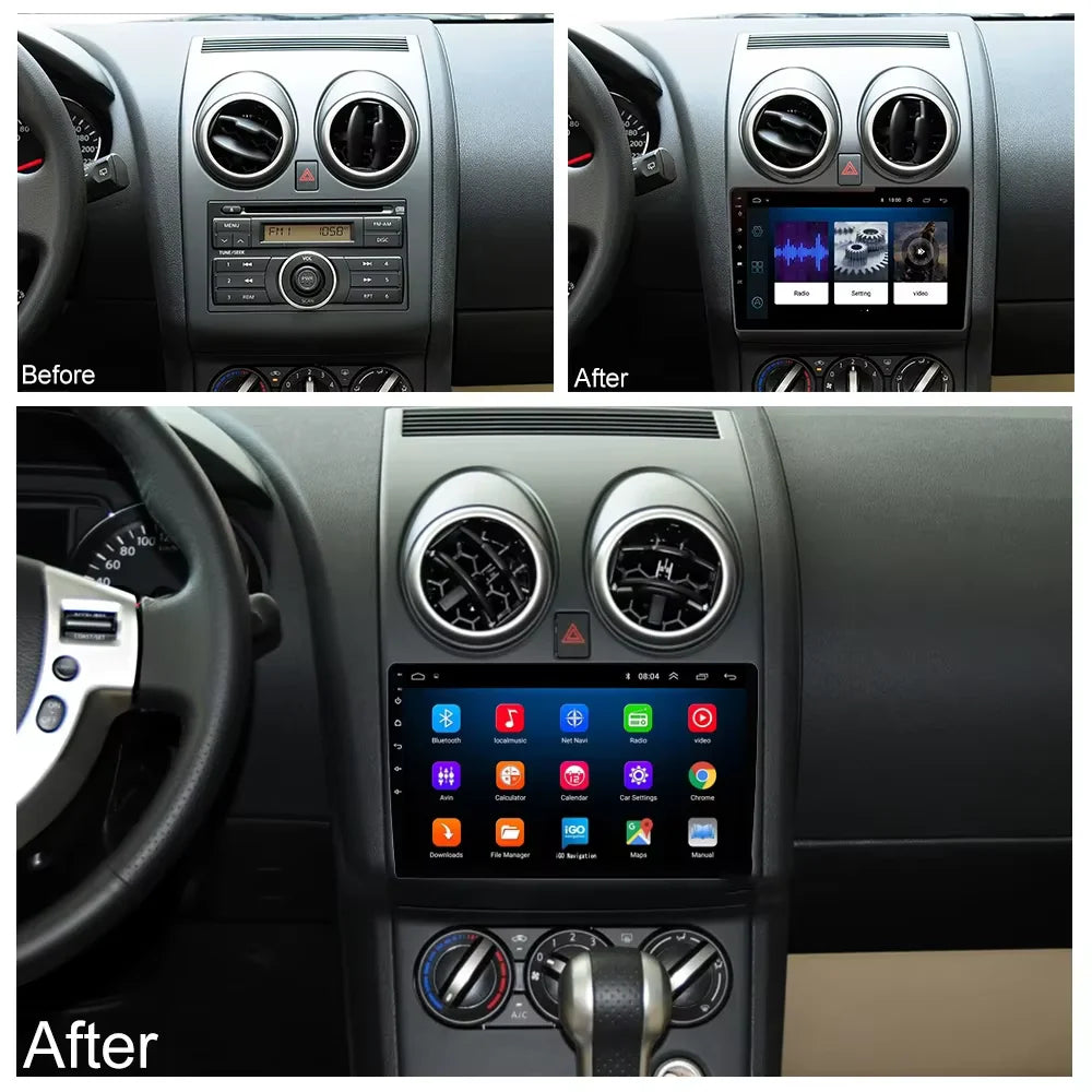 Android 16 Car Radio Carplay For Nissan Qashqai J10 2006 - 2013 Stereo Head Unit Multimedia Player No 2din DVD QLED Screen 5G