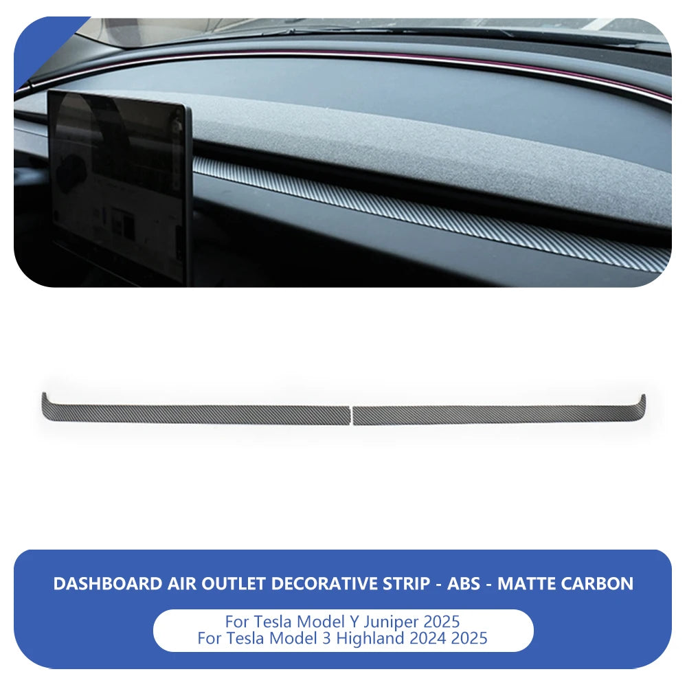 Instrument Panel Trim Strip For Tesla Model Y Juniper 2025 Model 3 Highland 2024-2025 ABS Dashboard Decoration Cover Accessories