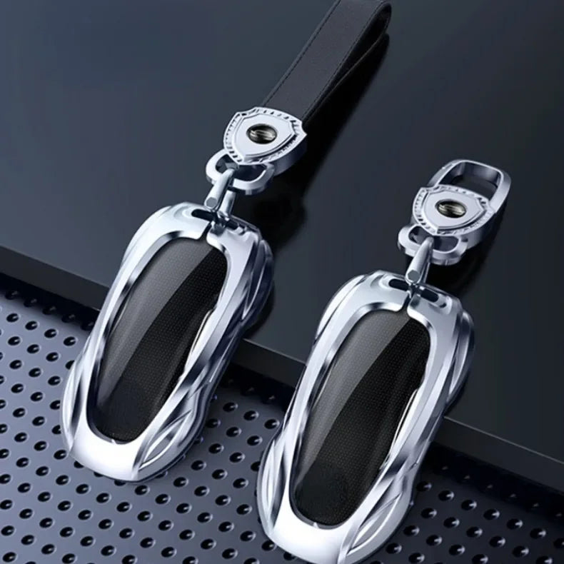 For Tesla Model 3 Y S Model X Zinc Alloy Black Car Key Protection Shell Cartoon Smart Remote Key Cover Car Accessories