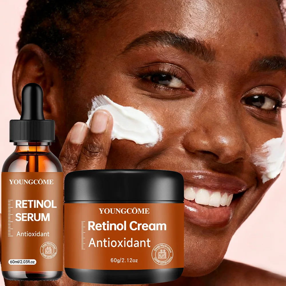 Retinol Krem & Serum Seti – Yaşlanma Karşıtı Yüz Bakım Kiti, Kırışıklık Onarımı, Nemlendirici ve Aydınlatıcı