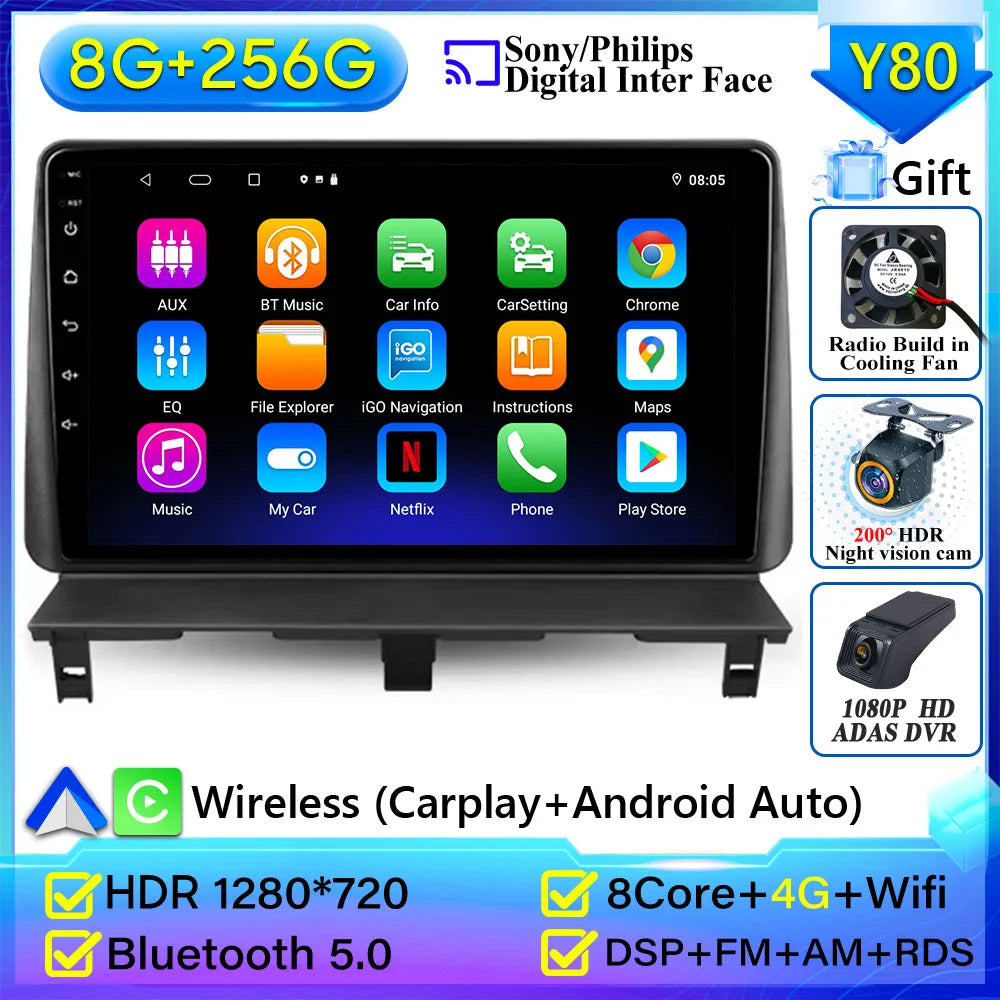 For Peugeot Partner 1 2002-2008 Car Radio Carplay Navigation GPS Multimedia Player Android Auto Video Display WiFi 4G No 2din 2K
