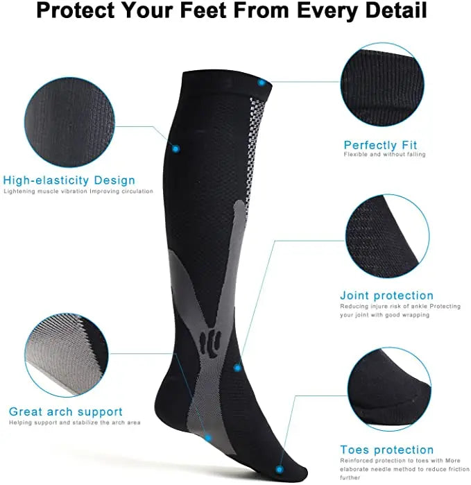 12 Colors Compression Socks For Football Anti Fatigue Pain Relief Men Women 20-30 Mmhg Running Socks Fit For Sport Socks