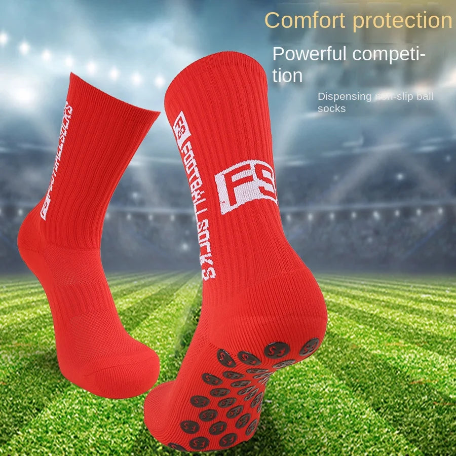 Football socks, men's mid length sports socks, running socks, anti slip thick towel bottom, wear-resistant
