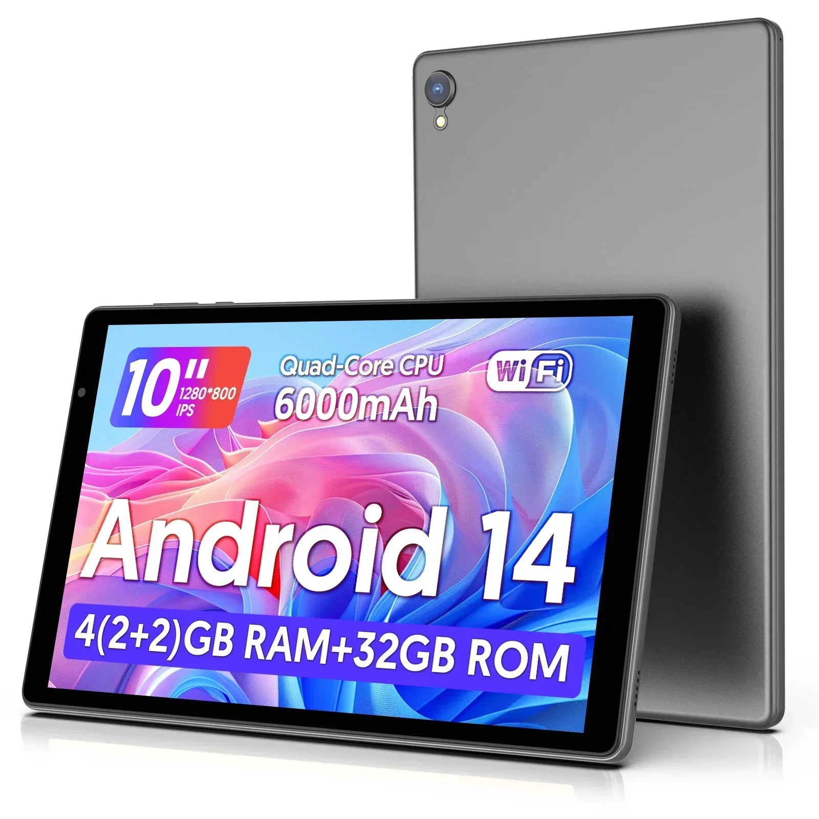 Android 14 Tablet 10 İnç - Dört Çekirdekli İşlemci, 5G WiFi, 4GB RAM + 32GB ROM, 1280x800 Ekran, 6000mAh Pil