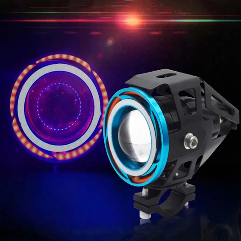 Motorcycle Headlight Fog Lights Super Bright Abgle Eyes Additional Spotlights U7 LED Driving Fog Spot Light with Switch 12V