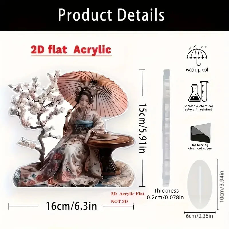 Geisha Dekoratif Süs – Japon Temalı Masa Üstü Sanat Objesi, Ev/Yatak Odası/Ofis Dekorasyonu