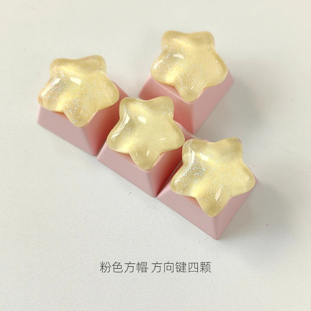 4'lü Sevimli Kedi Pençesi Klavye Tuş Kapağı Seti – Mekanik Klavye R4 Ok Tuşları İçin Pembe DIY Keycap