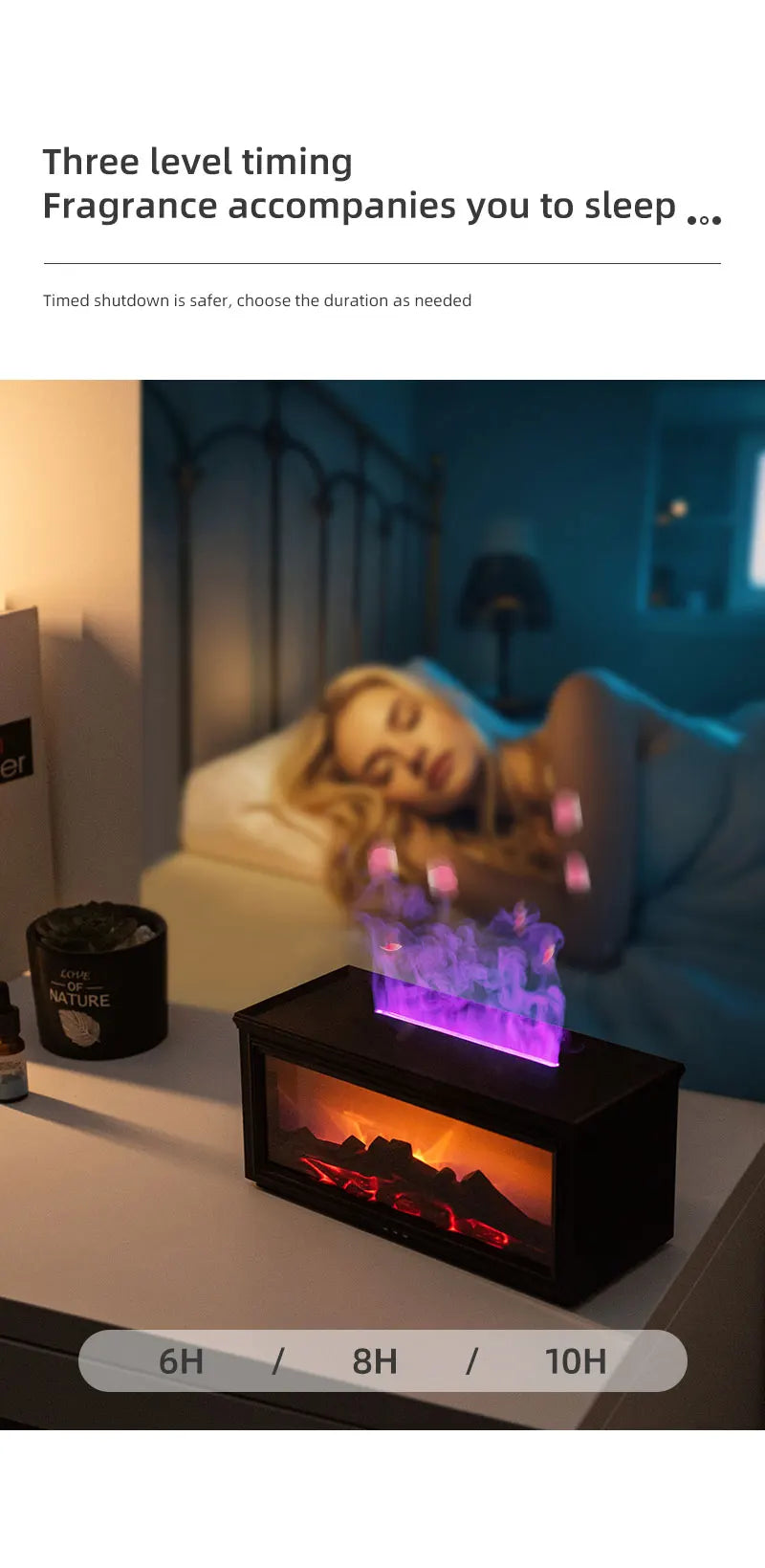 Şömine Görünümlü Ultrasonik Aroma Difüzörü - Hava Nemlendirici, Uzaktan Kumandalı, Uçucu Yağ Seti