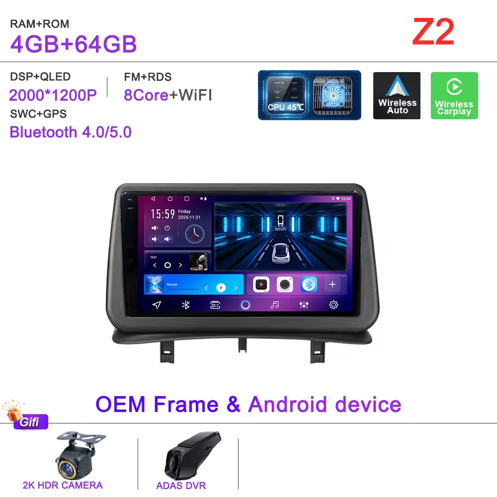 Car GPS Android 16 Auto Radio For Renault Clio 3 CLIO 3 2005-2014 Stereo Head Unit No 2din DVD QLED Screen Dash Cam Multimedia