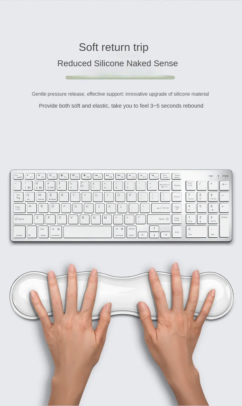 Mauspad mit Handgelenkstütze – Rutschfestes Silikon durchsichtiges Tastatur-Handgelenkpad für Schreibtisch, Büro, Gaming