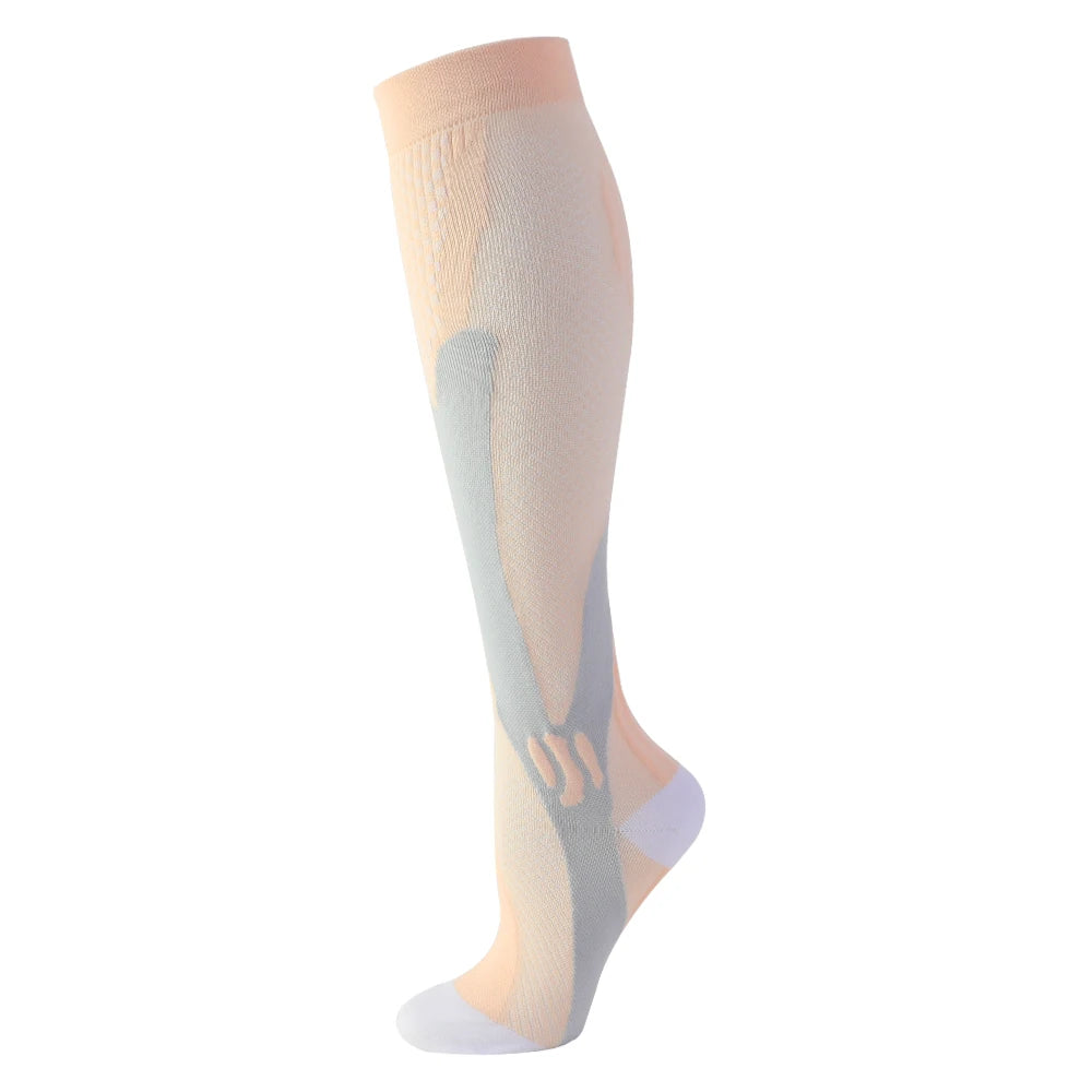 12 Colors Compression Socks For Football Anti Fatigue Pain Relief Men Women 20-30 Mmhg Running Socks Fit For Sport Socks