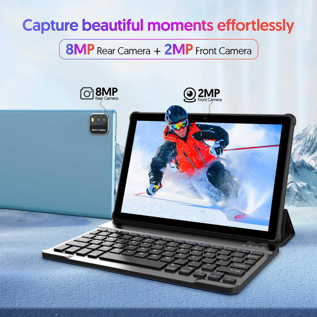 BAKEN 10 İnç Android 15 Tablet - Dört Çekirdekli, 12GB RAM + 64GB Depolama, 5G WiFi, 1280x800 Çift Kamera