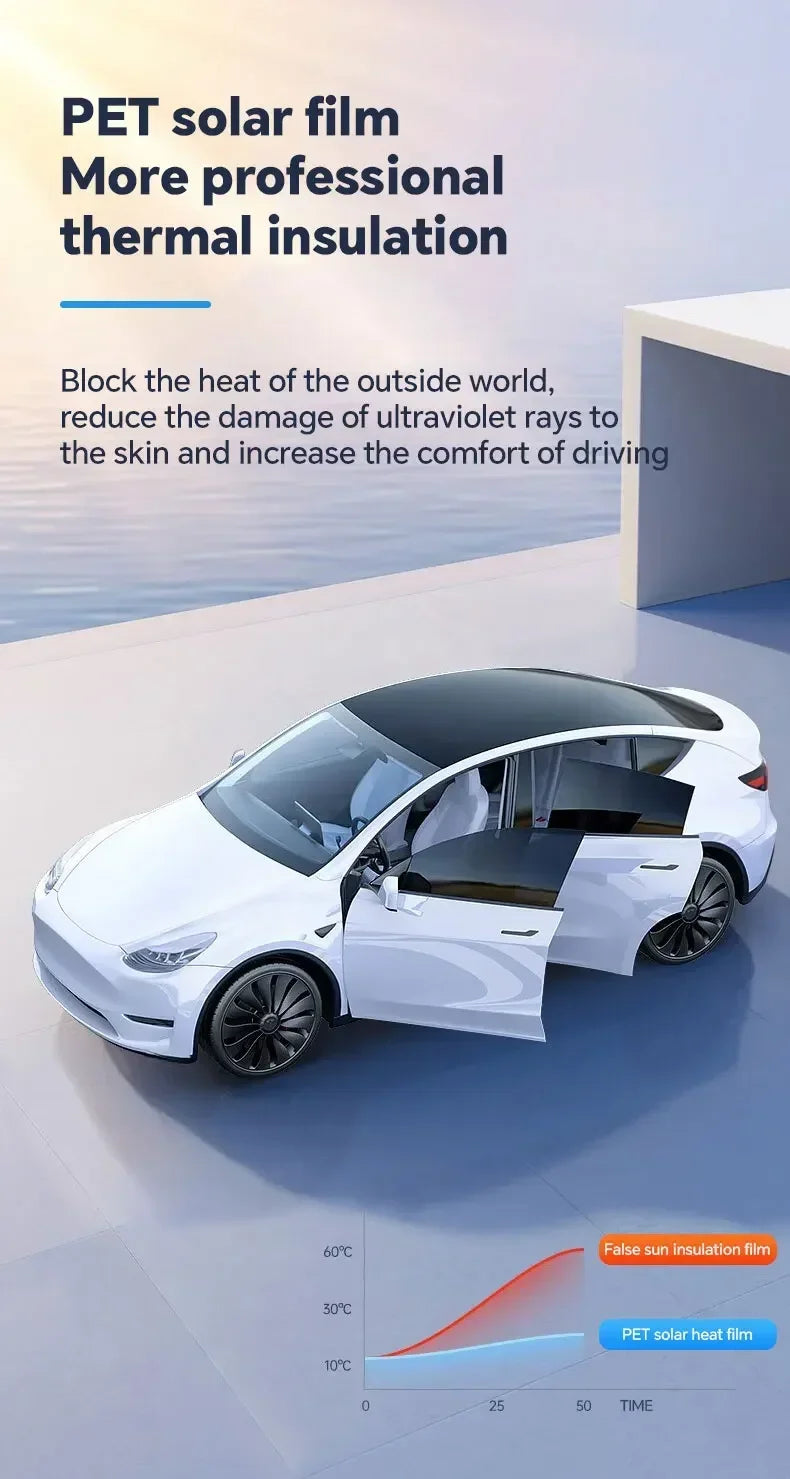 For Tesla Model 3 UP Pre-cut Window Privacy Tint Film One Way Solar UV Protector Heat Rejection Car Glass Sticker Summer