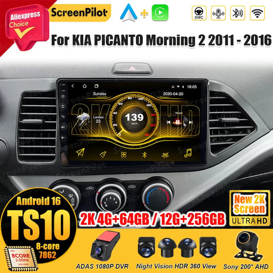 KIA PICANTO Morning 2 2011 2012 - 2015 2016 Android 16 Car Radio