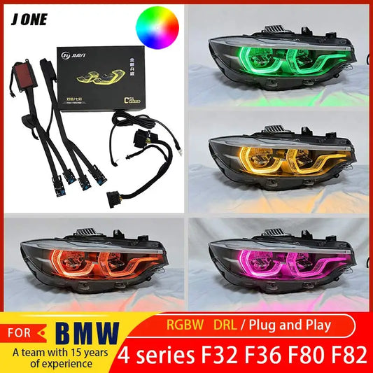 For BMW M3 M4 F80 F32 F36 F33 F82 RGBW DRL yellow red amber daytime running lights J ONE turn signal yellow light module