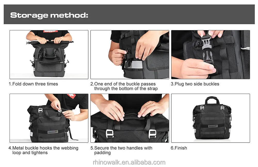 Rhinowalk Motorcycle Side Bag, 25l Motorbike Seat Saddle Tail Bag ADV Motorcycle Rear Rack Travel Luggages - 1 Piece