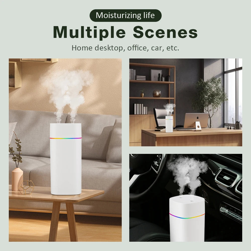 Hava Nemlendirici 600ml – Serin Sis Aroma Difüzörü, USB Taşınabilir Ev ve Ofis Humidifier