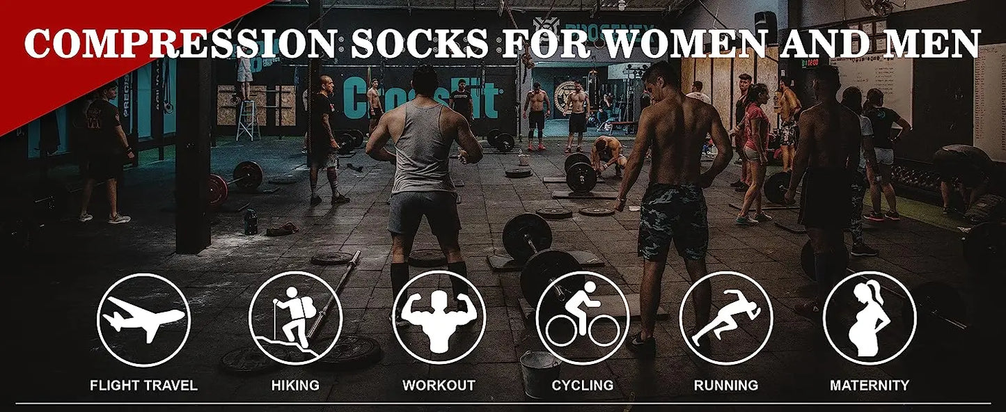 12 Colors Compression Socks For Football Anti Fatigue Pain Relief Men Women 20-30 Mmhg Running Socks Fit For Sport Socks