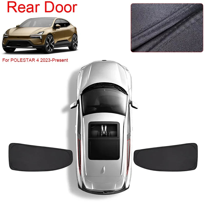 Car Black Window Privacy Sunshade Anti-UV Heat Insulation For POLESTAR 4 2023-Present Auto Protect Cover Interior Accessory