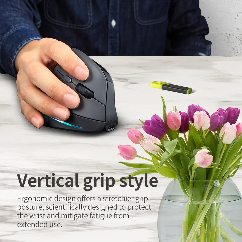 Lefon 2.4G Ergonomik Şarj Edilebilir Kablosuz Dikey Mouse - PC, Laptop ve MacOS Uyumlu (F35C/F35B/F35)