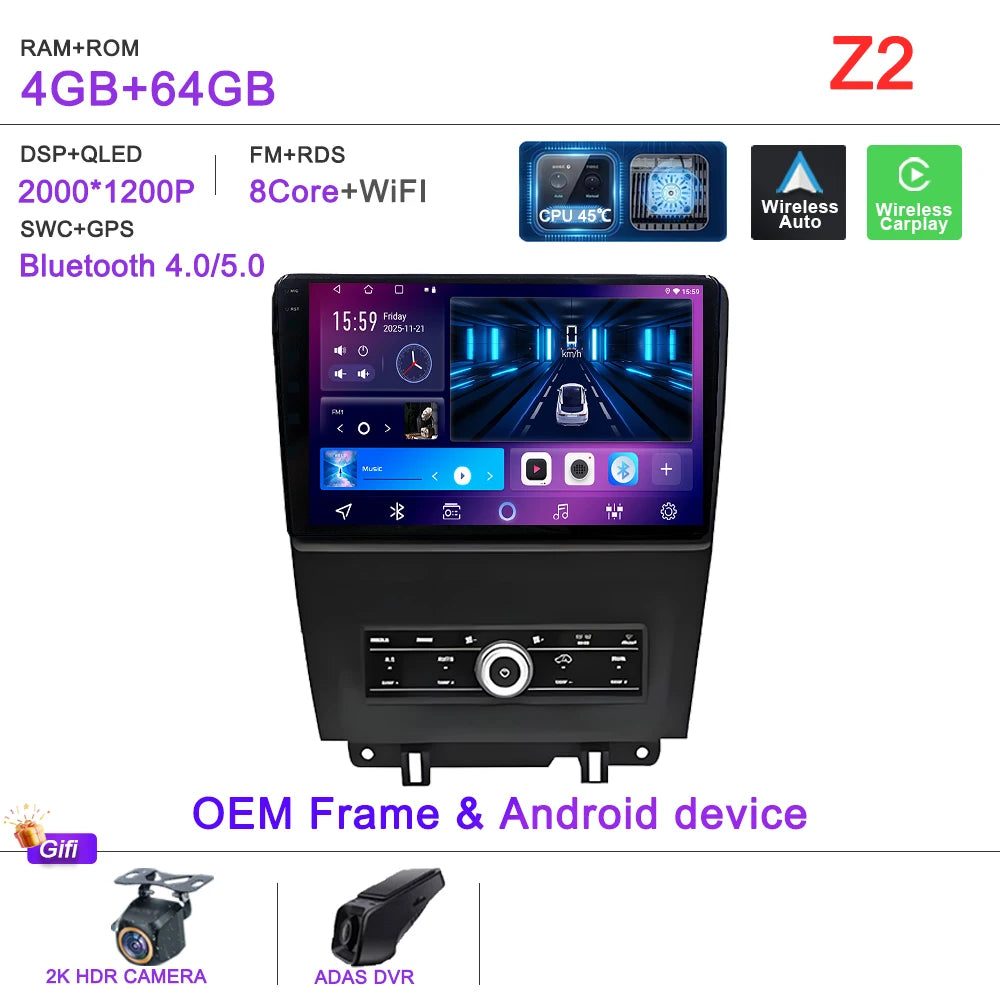 Car GPS Android 16 Auto Radio For Ford Mustang V S-197 2009 2010 2011 2012 - 2014  Stereo Head Unit No 2din DVD QLED Screen Dash