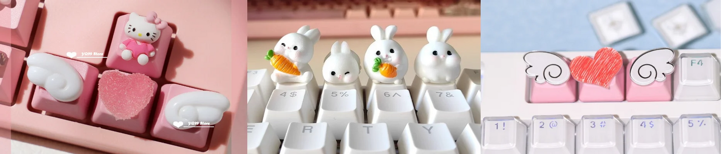 4'lü Sevimli Kedi Pençesi Klavye Tuş Kapağı Seti – Mekanik Klavye R4 Ok Tuşları İçin Pembe DIY Keycap