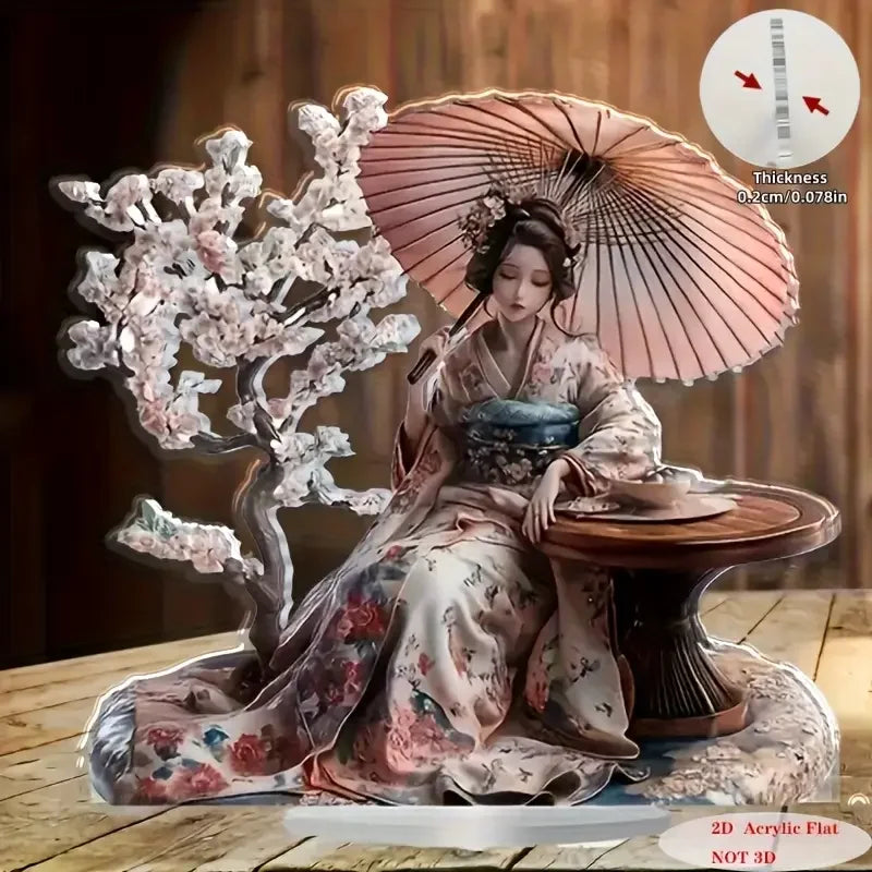 Dekorative Geisha-Figur – Japanisches Thema, Tischkunstobjekt, Dekoration für Zuhause/Schlafzimmer/Büro