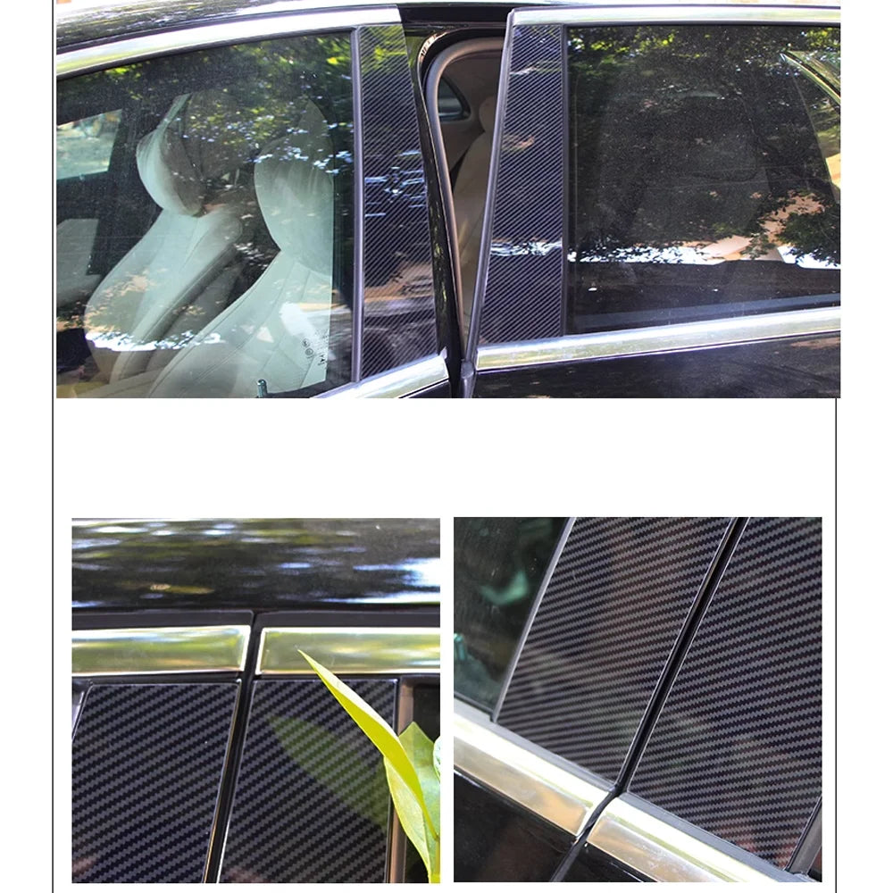 2pcs Window Trim Sticker for Audi e-tron GT RS 2024~2026 2025 Carbon Fiber PC Material Car B C Pillar Post Cover Door Accessorie