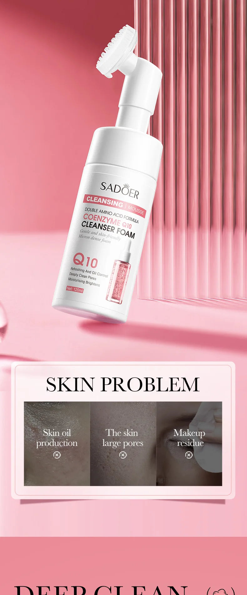 SADOER Q10 & C Vitamini Yüz Temizleme Köpüğü – Nemlendirici, Aydınlatıcı Cilt Bakımı