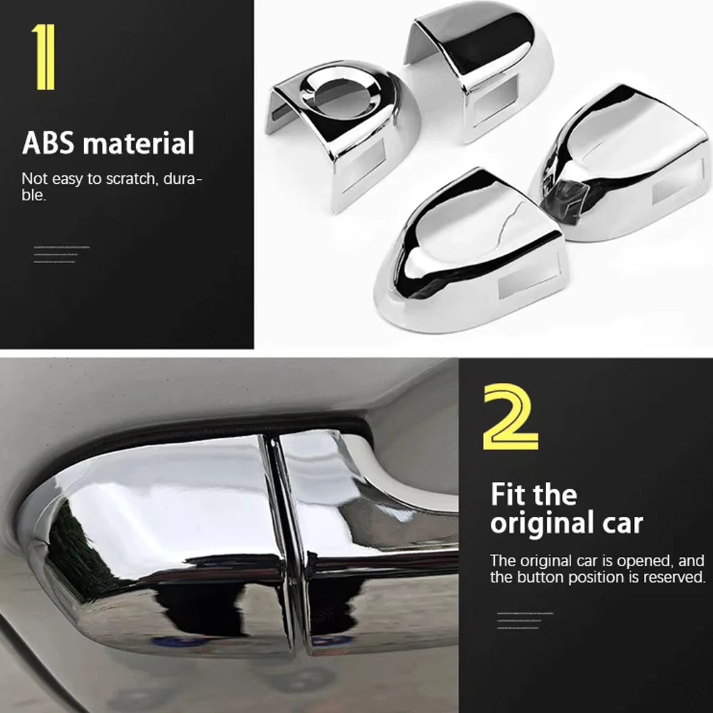Car Handle Cover for Volkswagen VW Caddy SB MK2 2021~2024 2022 Carbon Fiber Black Door Decor Sticker Trim Strip Cap Accessories