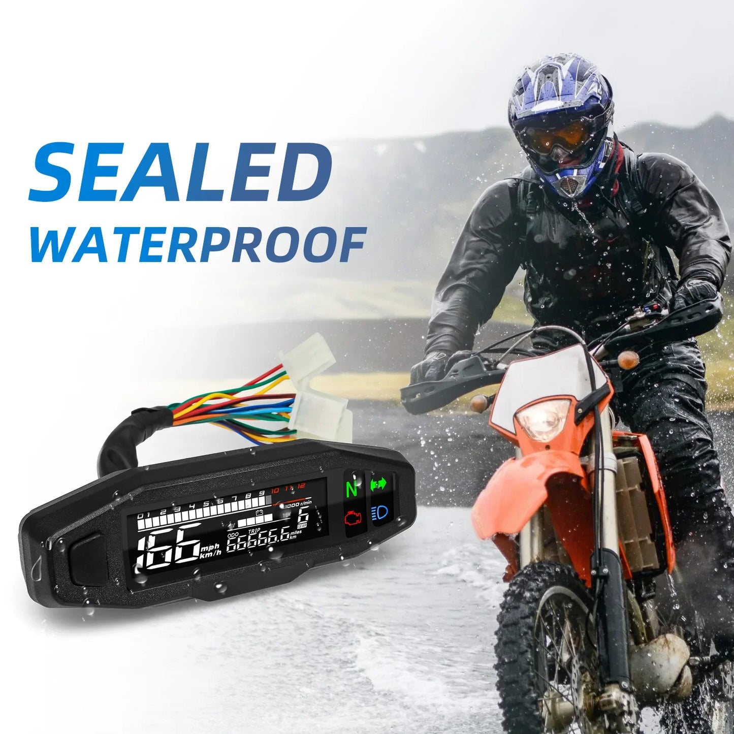 *l Motorcycle Speedometer for KTM EXC 250 RUSI KR200 Digital Meter Electric Injection Carburetor RPM Odometer No Sensor