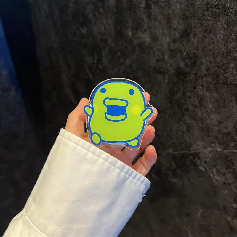 Tamagotchi Stili Şeffaf Manyetik Telefon Tutucu - Katlanabilir PVC Masa Standı